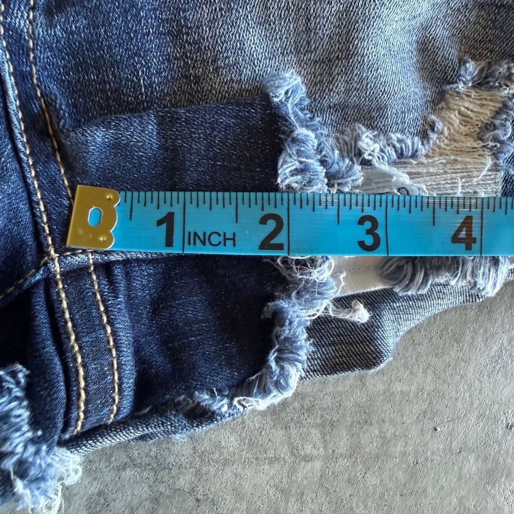 BKE Parker High Rise Distressed BOHO Denim Micro Cutoff Shorts Dark Wash Sz 25 - Picture 12 of 12